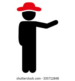 Person Show vector icon. Style is bicolor flat symbol, intensive red and black colors, rounded angles, white background.