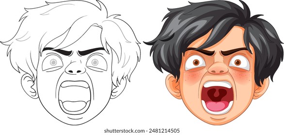 A person showing an angry facial expression