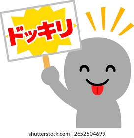A person showing a board with the word "Surprise" written on it