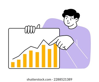 Person shows the change of indicators on the graph