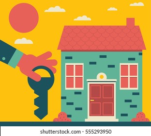 Person shows the key of a nice colonial house