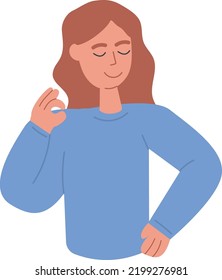 La persona muestra el gesto OK, las manos y los dedos están bien, el signo internacional de consentimiento o satisfacción, todo bien concepto, símbolo de aprobación. Emoción humana, comunicación no verbal, lenguaje corporal