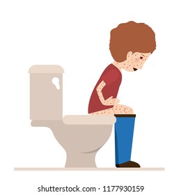 person sick with diarrhea