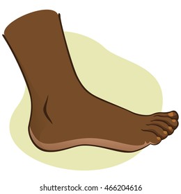 Person, side view human foot. afro-descendant. Ideal for catalogs, informational and institutional guides