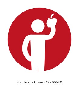 person silhouette eating fruit apple