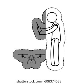 person silhouette flying drone