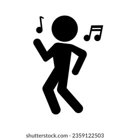 Person silhouette icon dancing happily. Vector.