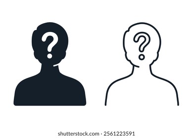 Person silhouette with question mark. illustration vector