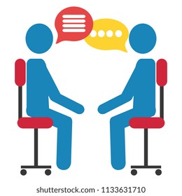 person silhouettes in office chairs with speech bubbles