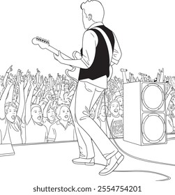 a person singing a song on stage line art silhouette