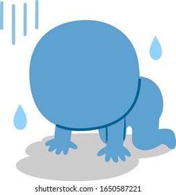 Person sinking to his knees and hanging his head