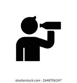 Person Sipping from Bottle Drinking Refreshing Beverage Icon