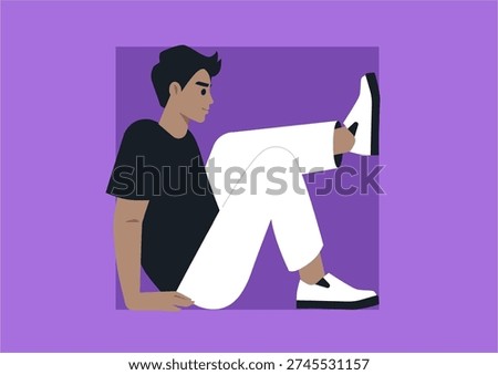 A person sits inside a square frame, symbolizing the boundaries of personal growth and the tension between comfort, restraint, and stepping beyond familiar limits