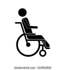 person sitting in abstract reclininig wheelchair flat icon