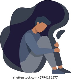 A person sitting alone looking depressed sad