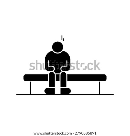  Person Sitting Alone on Bench Line Icon