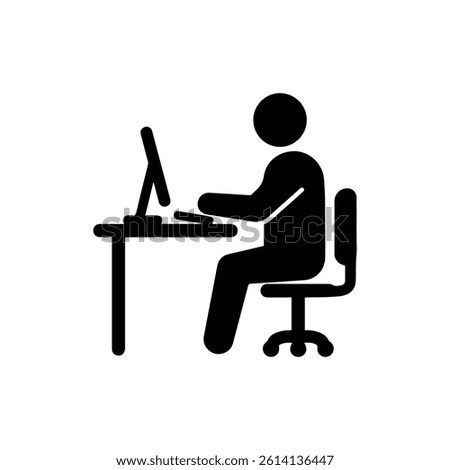 Person Sitting at Desk with Computer Workspace Icon Representing Productivity