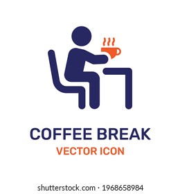 Person sitting and drinking coffee during break time icon vector.