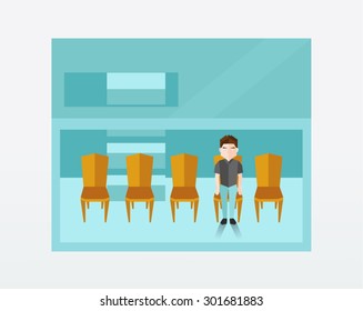 A person sitting inside a room vector design