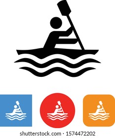 Person Sitting In Kayak With Waves Vector Icon