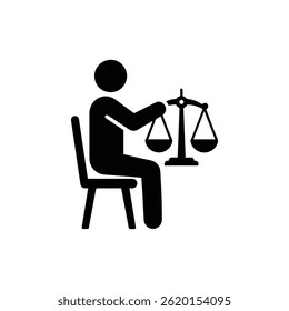 Person Sitting on Chair Holding Scale Representing Ethical Judgment