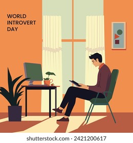 person sitting on a chair and reading a book. WORLD INTROVERT DAY