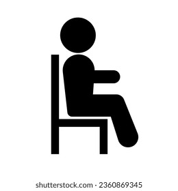 Person sitting on chair silhouette icon. Seated. Vector.