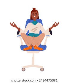 Person sitting on comfortable chair concept. Woman sit on armchair. Sticker for social networks. Comfort and coziness. Cartoon flat vector illustration isolated on white background