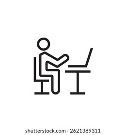 person sitting on laptop icon editable outline stroke vector eps
