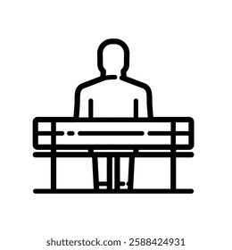 Person Sitting On Park Bench Outline Icon Isolated On White Background