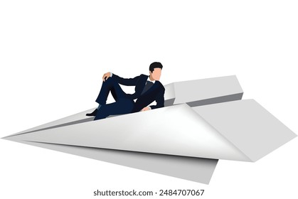 person sitting on top of paper plane