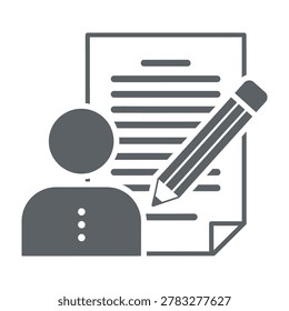 A person sitting and signing a document with a pencil on a piece of paper