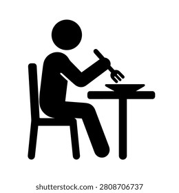 Person Sitting Table Eating Meal Dining Food Silhouette Icon