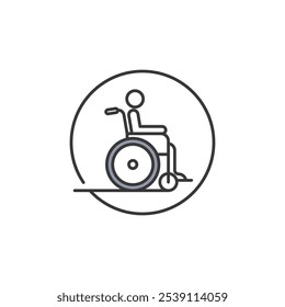 A person sitting in a wheelchair icon, symbolizing accessibility and mobility support in medical and pharmacy. Importance of inclusive healthcare services for individuals with physical disabilities