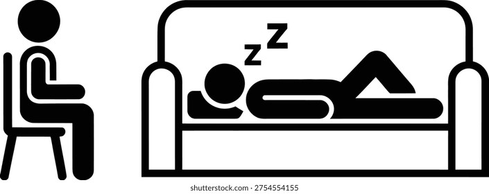 A person sitting while another sleeps peacefully on a couch nearby