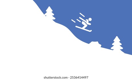 Person skiing on snow downhill icon vector illustration. Winter activity concept.