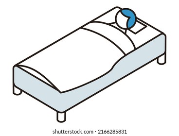 Person sleeping in bed illust