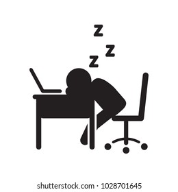 Persona durmiendo en el icono del vector del escritorio. Ilustración vectorial. 