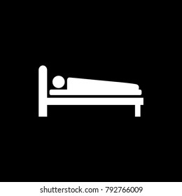 Person sleeping on a bed vector icon