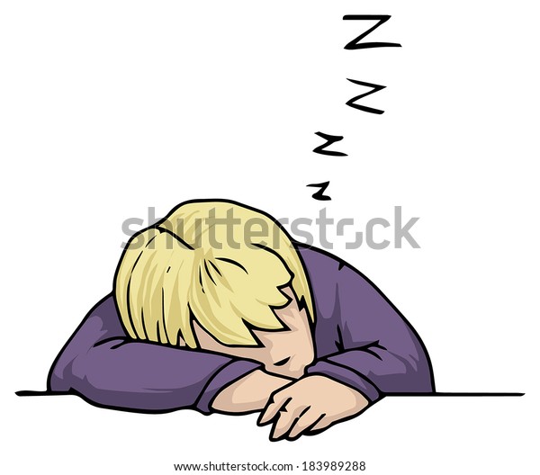 Person Sleeping On Desk Vector Illustration Stock Vektorgrafik