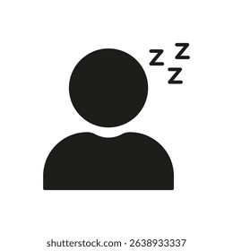 Person Sleeping Solid Icon. Rest, Relaxation, And Sleep Silhouette Symbol. Sleepy Individual With Zzzs. Isolated Vector Illustration.