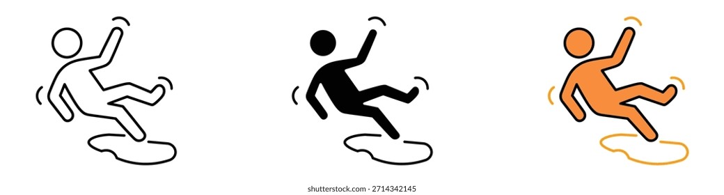 Person Slipping and Falling icon vector. Workplace and Public Awareness symbol. vector illustration.