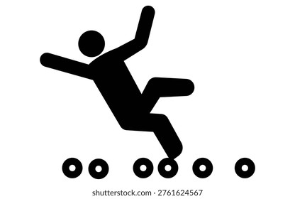 Person slipping on roller balls accident icon safety hazard risk concept vector silhouette design