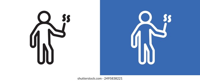 Person smoking logo sign set vector outline