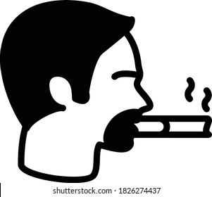 Person Smoking low tar cigarettes Concept Vector Glyph Icon Design, Quit Smoking Symbol on White background, Bad habit Sign