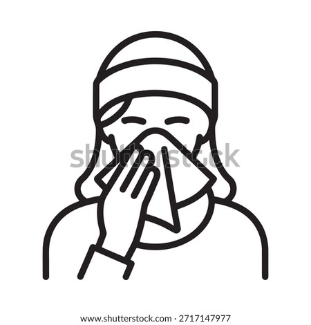 Person sneezing into a tissue representing illness or allergy symptoms