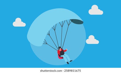 a person soaring through the sky with a parachute, capturing the thrill of skydiving and the excitement of adventure