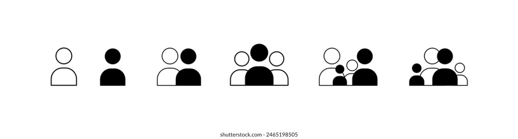 Person and social groups. Set of simple icons. Vector file.
