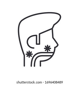 person with sore throat covid19 symptom line style icon vector illustration design