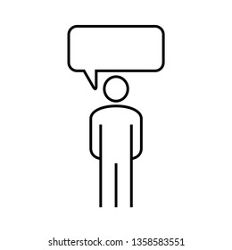 Person Speach Bubble Vector Icon. Person With Speech Bubble Isolated On White Background. Vector Illustration